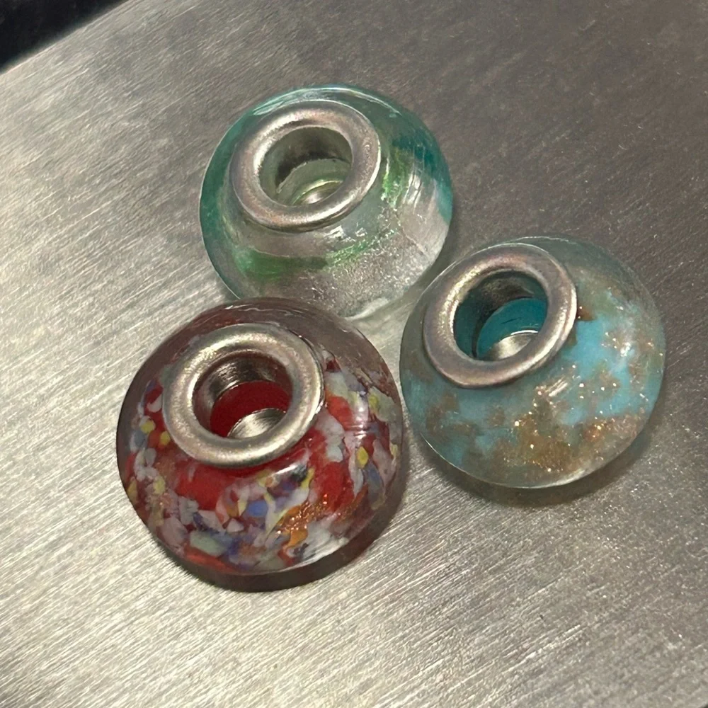 Lot of 3 colorful glass charms